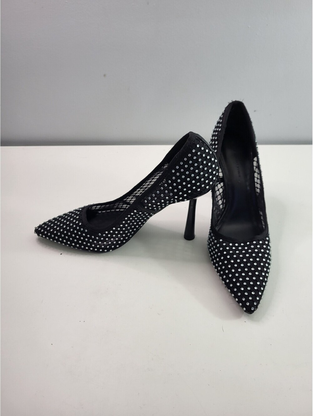 Design Concept Studio Women's Black Rhinestone Mesh Stiletto Heel Pumps Size 8